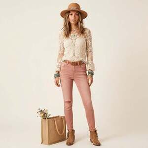 NWT Vervet Haylie High Rise Skinny Jeans Size 24 Blush Pink Rose Distressed